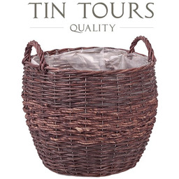 OKRĄGŁY KOSZ WIKLINOWY Z UCHWYTAMI NA KWIATY 33x33x28/34