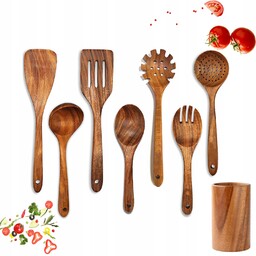 Zestaw 8 Drewnianych Przyborów Kuchennych – Z Naturalnego