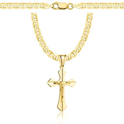 Srebrny Pozłacany Łańcuszek Gucci 4,50 mm z Krzyżykiem