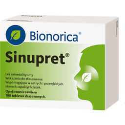 Sinupret, Lek na stany zapalne zatok, 100 tabletek