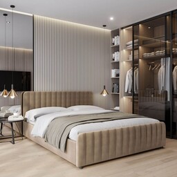 Łóżko tapicerowane z pojemnikiem SFG0160P 140x200 Welur Jasny