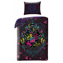 Halantex Pościel bawełniana 140x200 Harry Potter fioletowa HP-8083BL