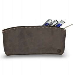 Etui na długopisy Piórnik skórzany tuba futerał Brązowy