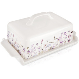 Maselniczka porcelanowa biała kwiaty LOUKA