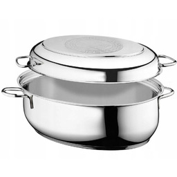 Duża Brytfanka Gęsiarka Stalowa Indukcja Stal Nierdzewna Ruszt