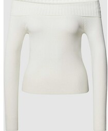 Sweter z odkrytymi ramionami w jednolitym kolorze model