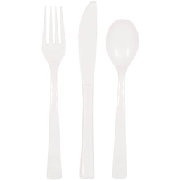 Sztućce plastikowe białe - 18 szt.