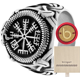 Bransoletka sygnet runy kompas Vegvisir stal chirurgiczna BLINGAR