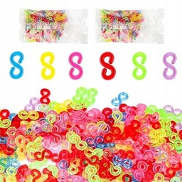 1000 SZTUK KLIPSÓW W KSZTAŁCIE LITERY S KOLOROWE