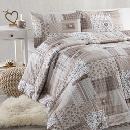 Decodoma Letni zestaw kołdra i poduszka PATCHWORK, beżowy