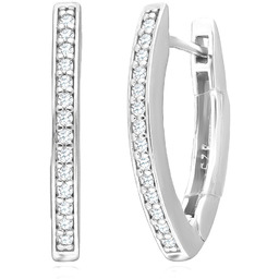 Srebrne Podłużne Kolczyki Z Cyrkoniami Podkowy Angielskie Zapięcie