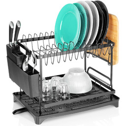 Suszarka na naczynia metalowa czarna 2-poziomowa 42x29x36,5 cm