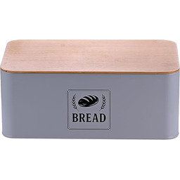 Relaxdays chlebak, pokrywka bambusowa, metal, wys. x szer.