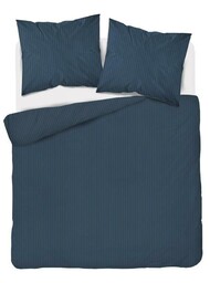 Detexpol Pościel adamaszkowa 160x200 denim granatowa jednobarwna paski