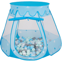 Selonis Namiot zamek z piłeczkami 6cm niebieski: perła-szary-transparent-baby-mięta
