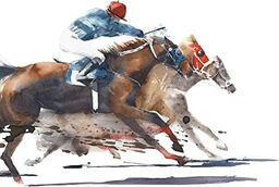 Wyścigi konie z jockey artystyczny nadruk plakat dekoracja