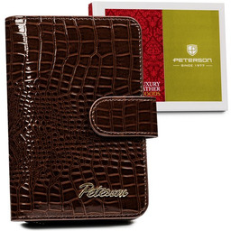 Damski skórzany portfel Peterson croco na zatrzask pojemna