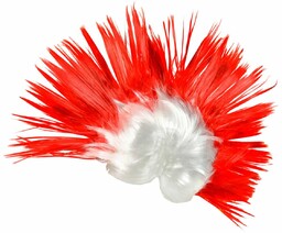 Peruka kibica irokez biało-czerwony - 1 szt.