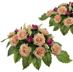 KOMPOZYCJA KWIATOWA RÓŻA SZTUCZNE KWIATY LIŚCIE GAŁĄZKI