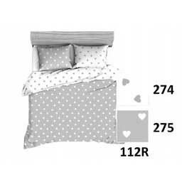 Pościel 160x200 biała szara serca serduszka