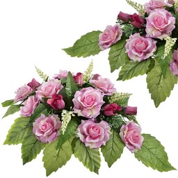 KOMPOZYCJA KWIATOWA RÓŻA SZTUCZNE KWIATY LIŚCIE GAŁĄZKI