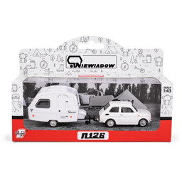 Zestaw Fiat 126p biały + przyczepa kempingowa Niewiadów