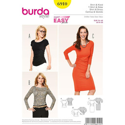 burda Wykrój koszulki, sukienka z raglanowymi rękawami 6910