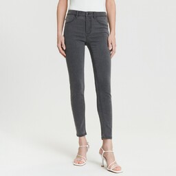 Sinsay - Jeansy skinny mid waist - Szary