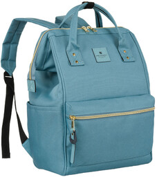Jednokomorowy, niebieski plecak damski z poliestru idealny