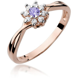 Złoty pierścionek Tanzanit 0,15ct różowe złoto pr. 585