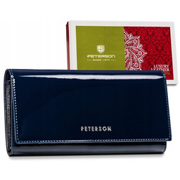 Skórzany damski portfel Peterson duży na zatrzask pojemna