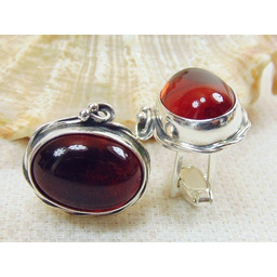 Spinki srebrne z bursztynem, handmade 814-109