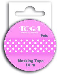 Toga MT30, taśma Washi, w kropki, Washi, biały/różowy,