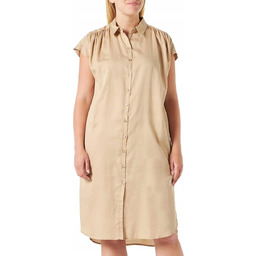 BUGATTI BEŻOWA SUKIENKA KOSZULOWA Z BUFIASTYMI RĘKAWAMI 36