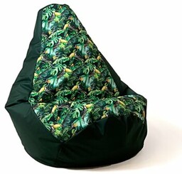 GO GIFT Pufa worek Grusza Druk Papuga Czarno-zielony