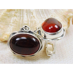 Spinki srebrne z bursztynem, handmade 814-104