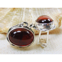 Spinki srebrne z bursztynem, handmade 814-107