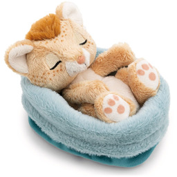 NICI Przytulanka Lwiątko śpiące w błękitnym koszyczku 12