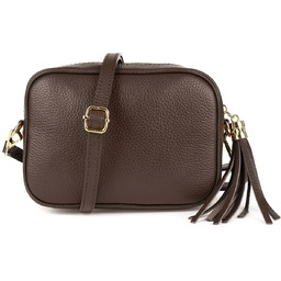 Camel mała damska listonoszka z frędzlem przewieszka