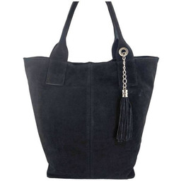 Shopper bag - torebka damska zamszowa - Czarna
