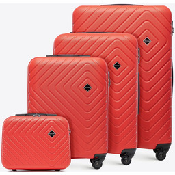 Komplet walizek z ABS-u z geometrycznym tłoczeniem czerwony