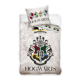 Carbotex Pościel bawełniana 140x200 Harry Potter Hogwarts szara