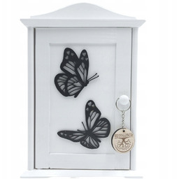 Szafka Na Klucze Ścienna Skrzynka Drewniana Biała Wisząca