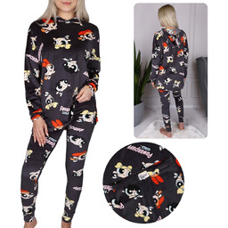 Atomówki Grafitowa piżama damska, długi rękaw, ciepła,