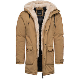 Kurtka męska parka z futerkiem beżowa Recea