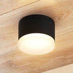 Lindby Mathea lampa sufitowa zewnętrzna LED, cylindryczna, czarny,