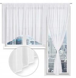 Firana okno balkon komplet Woal lamówka do salonu