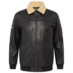 Duża Kurtka Męska Skórzana Pilotka Brązowa NORTH LATITUDE