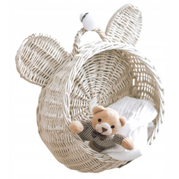 Wiklinowy Koszyk Ścienny Miś Wybielany