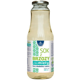 Sok z brzozy z miętą, bez dodatku cukru,